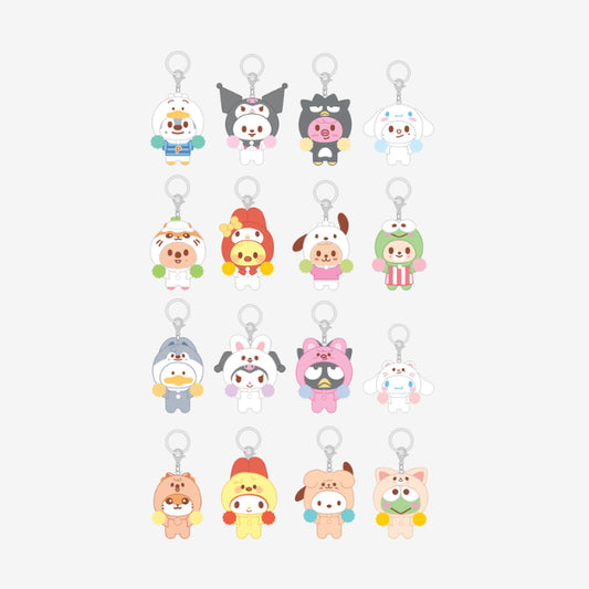STRAYKIDS SKZOO X SANRIO CHARACTERS SECRET FLOCKED FIGURE KEYRING CHEER UP Ver. (RANDOM)